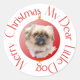 Merry Christmas Pekingese Classic Round Sticker