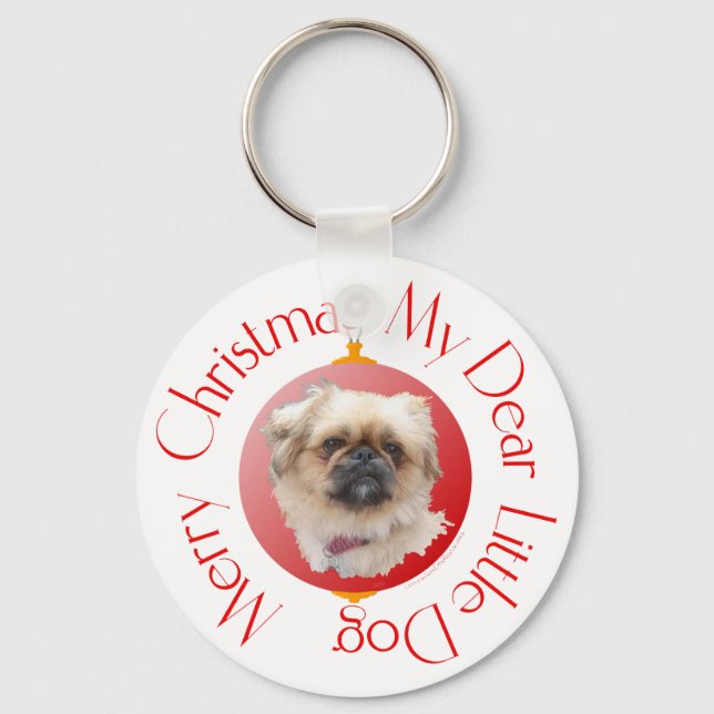Merry Christmas Pekingese Key Ring (Front)