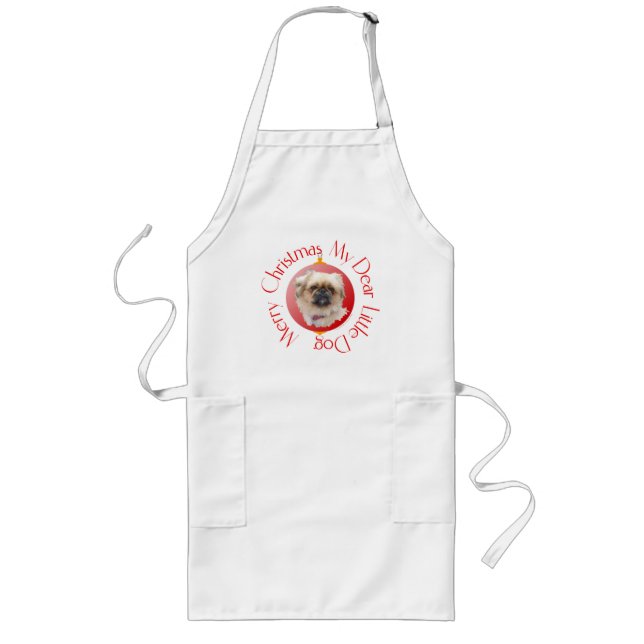 Merry Christmas Pekingese Long Apron (Front)