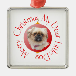 Merry Christmas Pekingese Metal Ornament