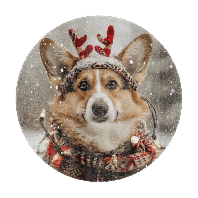 Merry Christmas Pembroke Welsh Corgi Dog Cutting Board (Front)