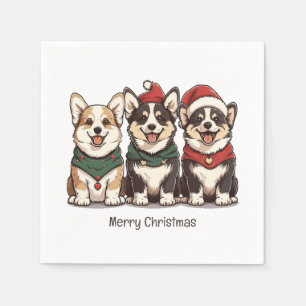Merry Christmas Pembroke Welsh Corgi Dogs Napkin