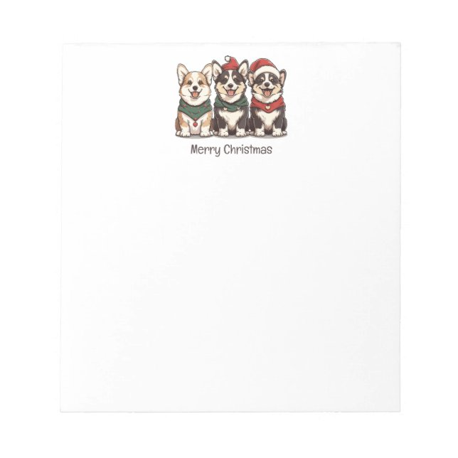 Merry Christmas Pembroke Welsh Corgi Dogs Notepad (Front)