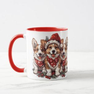 Merry Christmas Pembroke Welsh Corgi Puppies Mug
