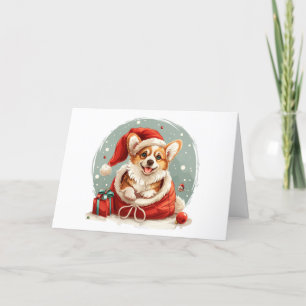 Merry Christmas Pembroke Welsh Corgi Puppy Holiday Card