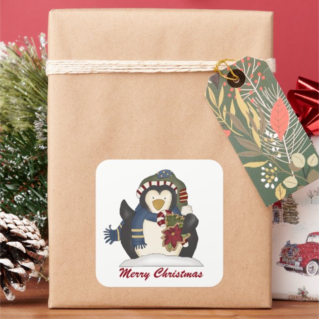 Merry Christmas penguin add message sticker (Holiday)