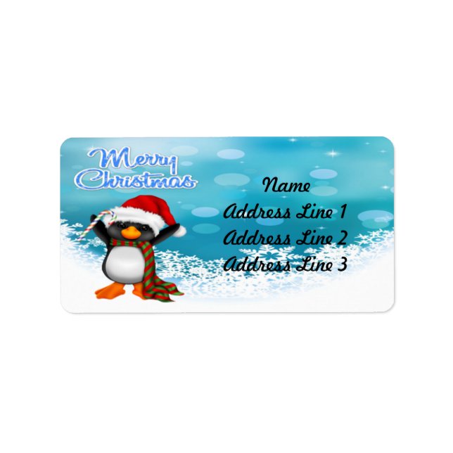 Merry Christmas Penguin Address Labels (Front)