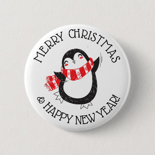 MERRY CHRISTMAS PENGUIN BUTTON