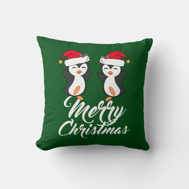 Merry Christmas Penguin Cushion (Front)