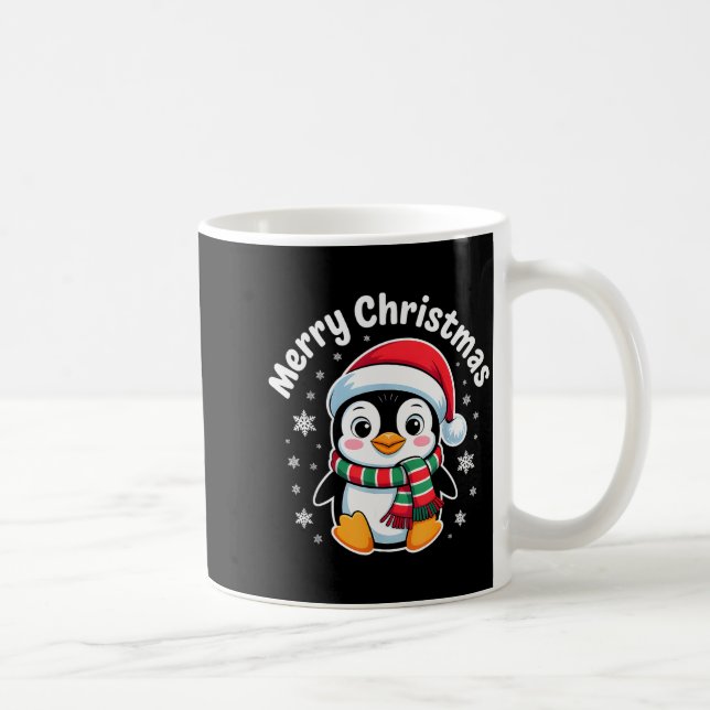 Merry Christmas Penguin Cute Santa Hat Winter Holi Coffee Mug (Right)