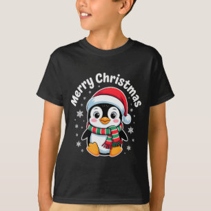 Merry Christmas Penguin Cute Santa Hat Winter Holi T-Shirt