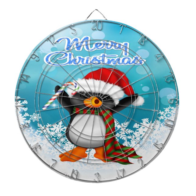 Merry Christmas Penguin Dart Board (Front)