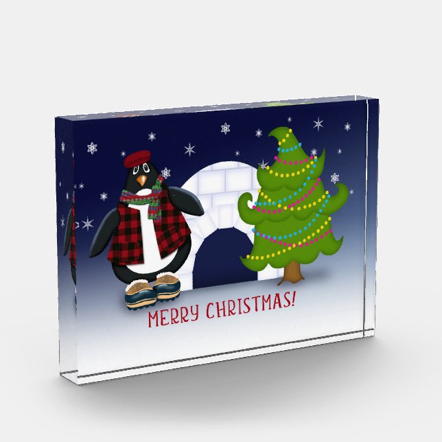 Merry Christmas! Penguin | Holidays Shelf Decor Photo Block (Left)