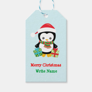 Merry Christmas Penguin Illustration Gift Tags