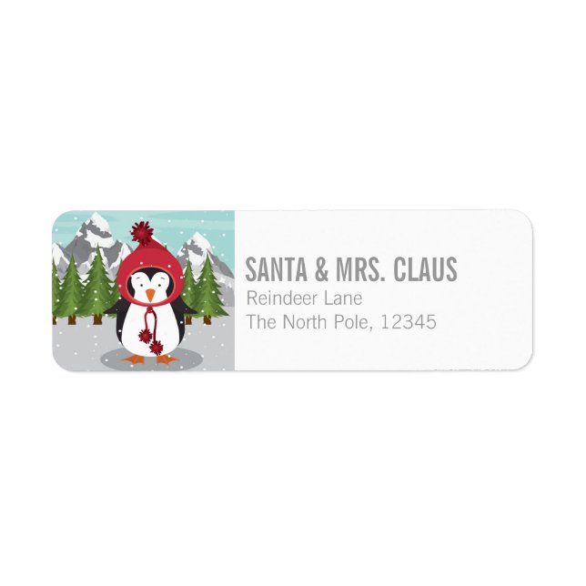Merry Christmas Penguin Return Address Label (Front)