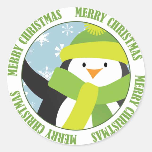 Merry Christmas Penguin Sticker (Front)