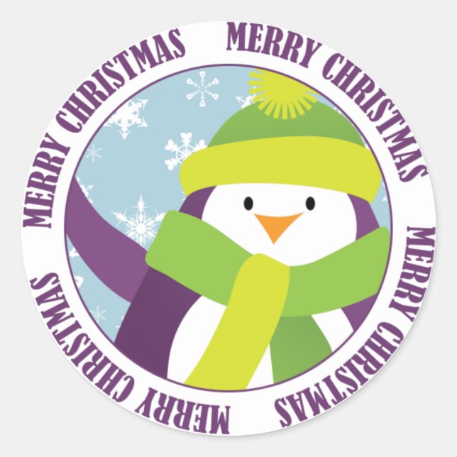 Merry Christmas Penguin Sticker (Front)