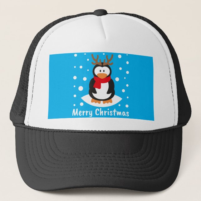 Merry Christmas Penguin Trucker Hat (Front)