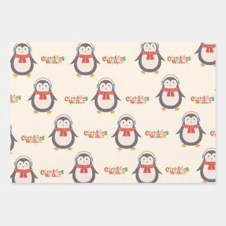 Merry Christmas Penguin  Wrapping Paper Sheet