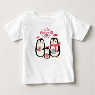 Merry Christmas Penguins Baby T-Shirt