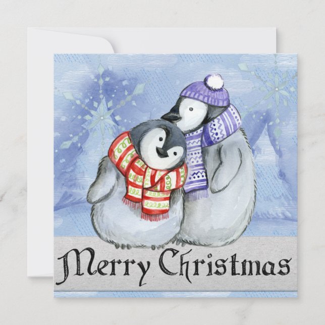 Merry Christmas Penguins Holiday Card (Front)