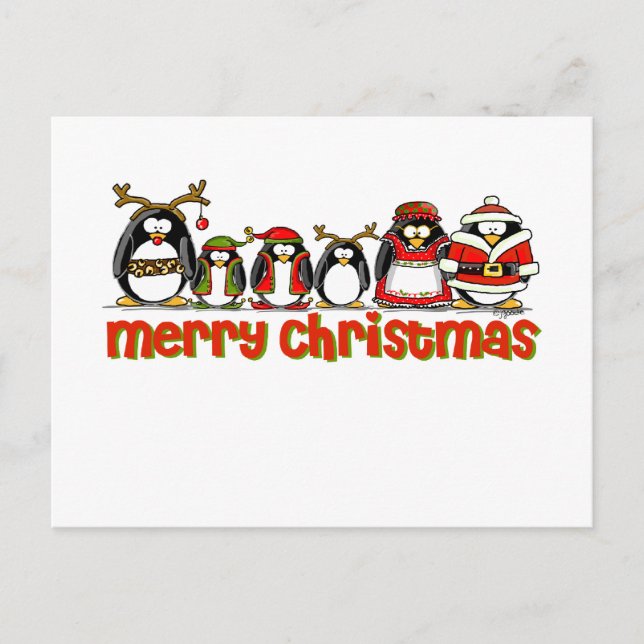 Merry Christmas Penguins Holiday Postcard (Front)