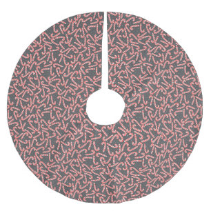 Merry Christmas Peppermint Candy Canes Snowflakes Brushed Polyester Tree Skirt
