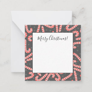 Merry Christmas Peppermint Candy Canes Snowflakes Card