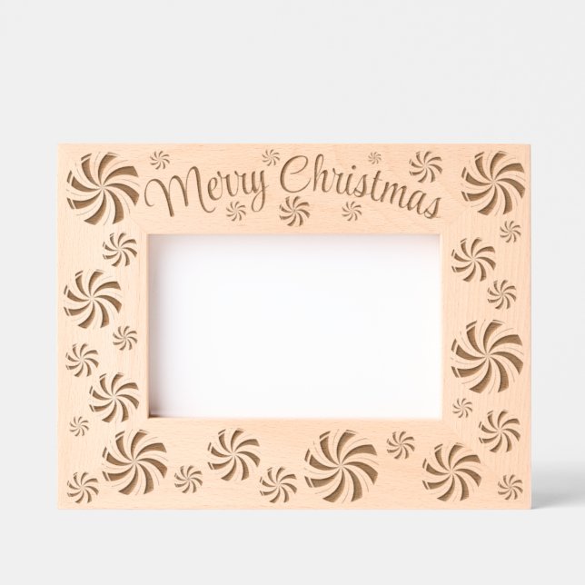 Merry Christmas Peppermint Candy Double Swirl Etched Frames (Front)