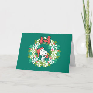 Merry Christmas Peppermint Holiday Wreath Card