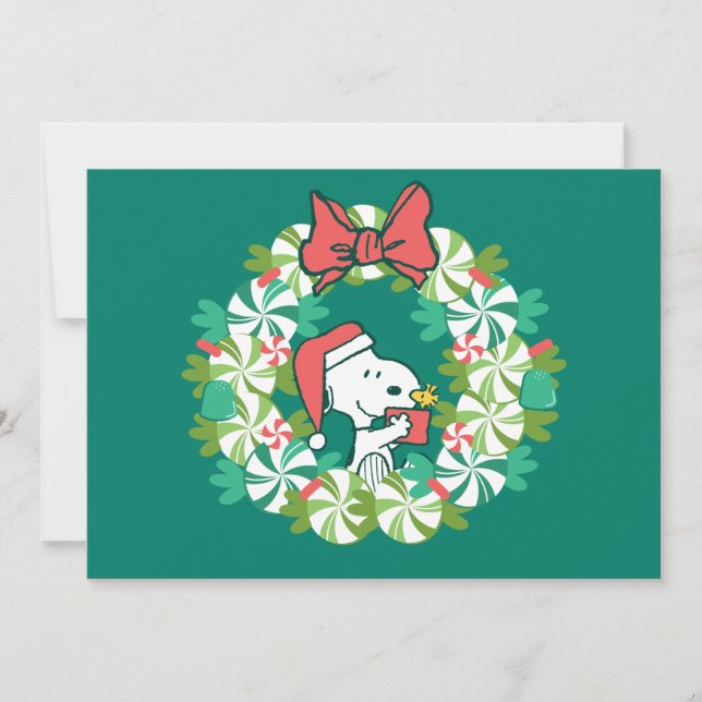 Merry Christmas Peppermint Holiday Wreath Card (Front)