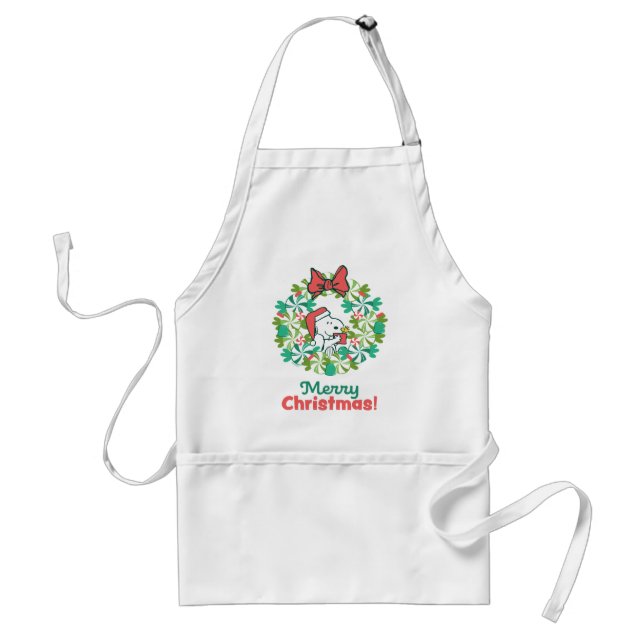 Merry Christmas Peppermint Holiday Wreath Standard Apron (Front)
