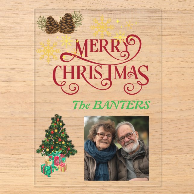 Merry christmas personalise  acrylic invitations (Front)