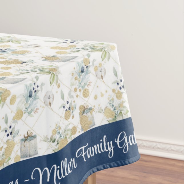  Merry Christmas Personalise Family Name or Text Tablecloth (In Situ)