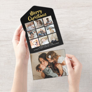Merry Christmas Personalised 10 Photo All In One Invitation
