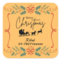 Merry Christmas Personalised Business Sticker