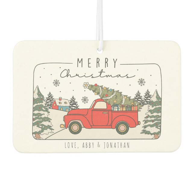 Merry Christmas Personalised Car Air Freshener (Front)