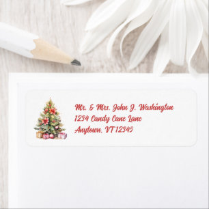 Merry Christmas Personalised Christmas Tree Return Address Label
