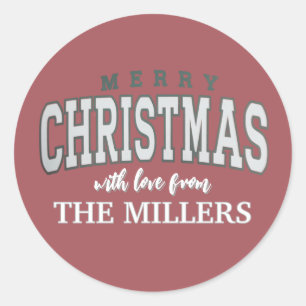 Merry Christmas Personalised Family Party 2025 Classic Round Sticker