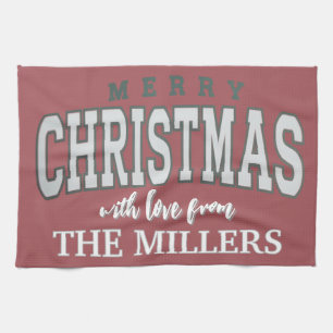 Merry Christmas Personalised Family Party 2025 Tea Towel