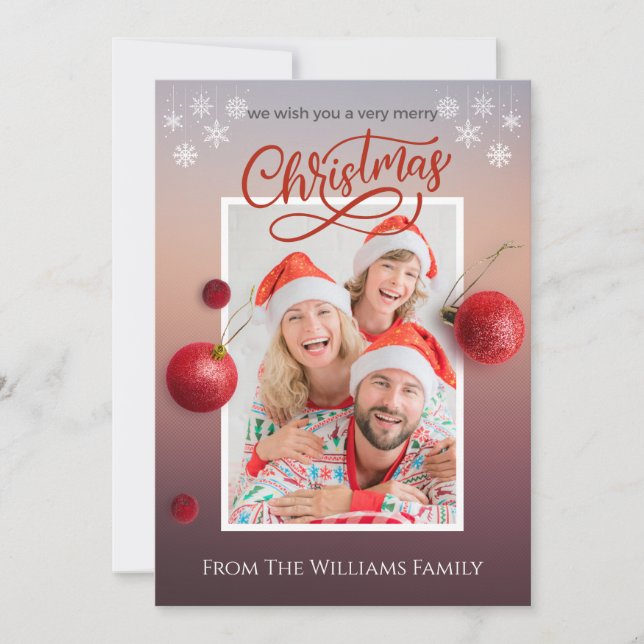Merry Christmas Personalised Family Photo Card (Front)