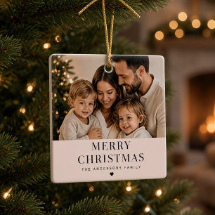 Merry Christmas Personalised Family Photo Ceramic Ornament