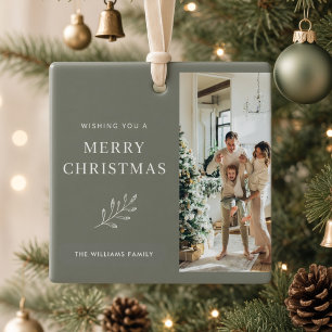 Merry Christmas Personalised Family Photo Modern Ceramic Ornament