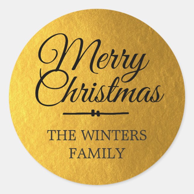 Merry Christmas Personalised Gold Envelope Seal (Front)
