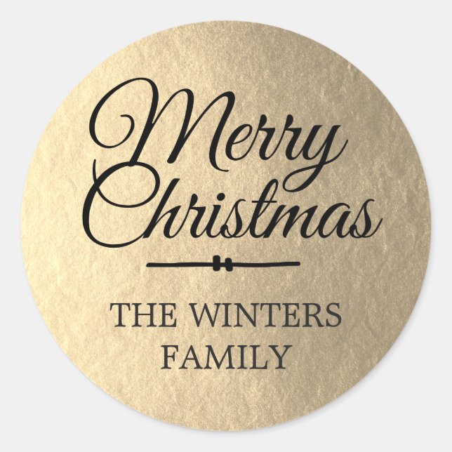 Merry Christmas Personalised Gold Envelope Seal (Front)