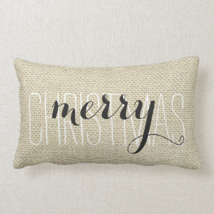 "Merry Christmas" Personalised Linen Lumbar Cushion