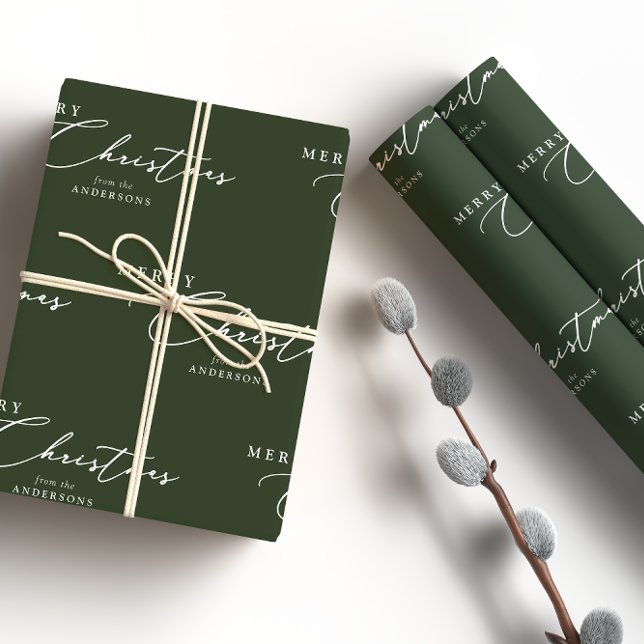 Merry Christmas Personalised Modern Elegant Script Wrapping Paper (Creator Uploaded)