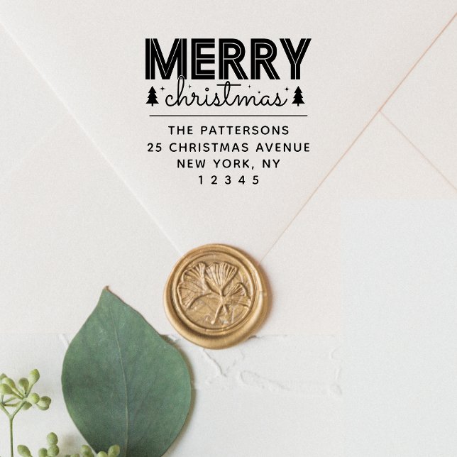 Merry Christmas Personalised Name Return Address Self-inking Stamp (Creator Uploaded)