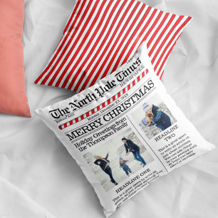 Merry Christmas Personalised Newspaper Cushion