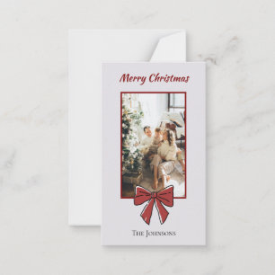 Merry Christmas Personalised Note Card Red Bow